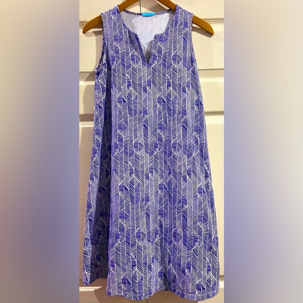 J McLaughlin Women’s Cloth Blue White Patterned Sleeveless Dress Womens XS
